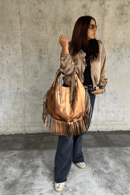 Hobo Bag Con Barbas - Cobre