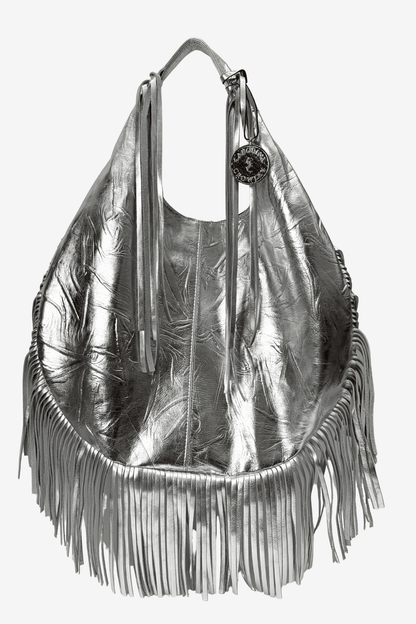 Hobo Bag Con Barbas - Plata