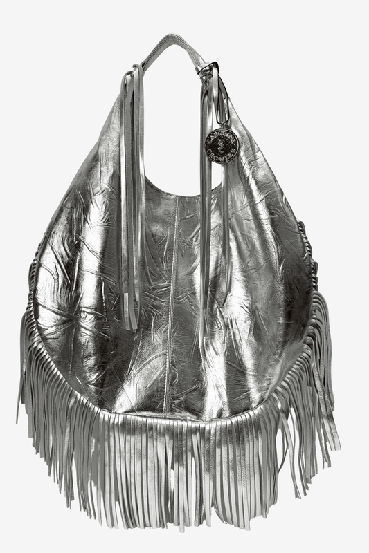 Hobo Bag Con Barbas - Plata