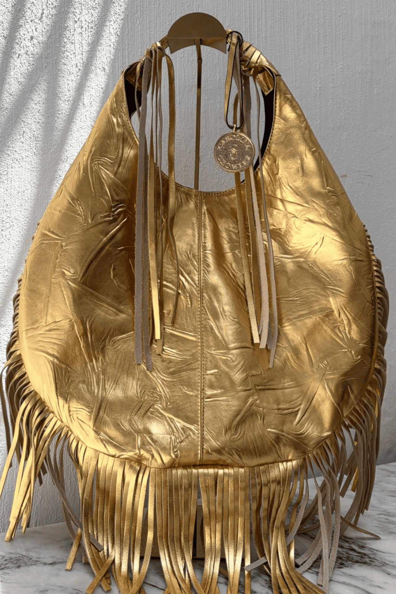 Hobo Bag Con Barbas - Oro