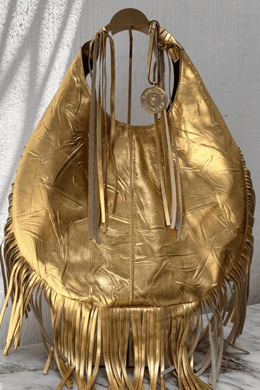Hobo Bag Con Barbas - Oro