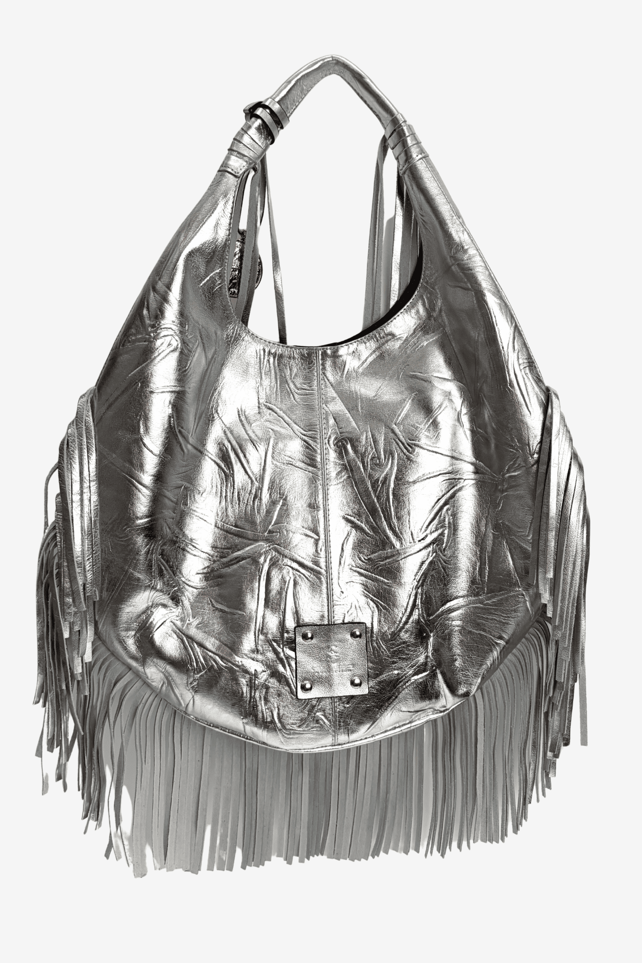 Hobo Bag Con Barbas - Plata
