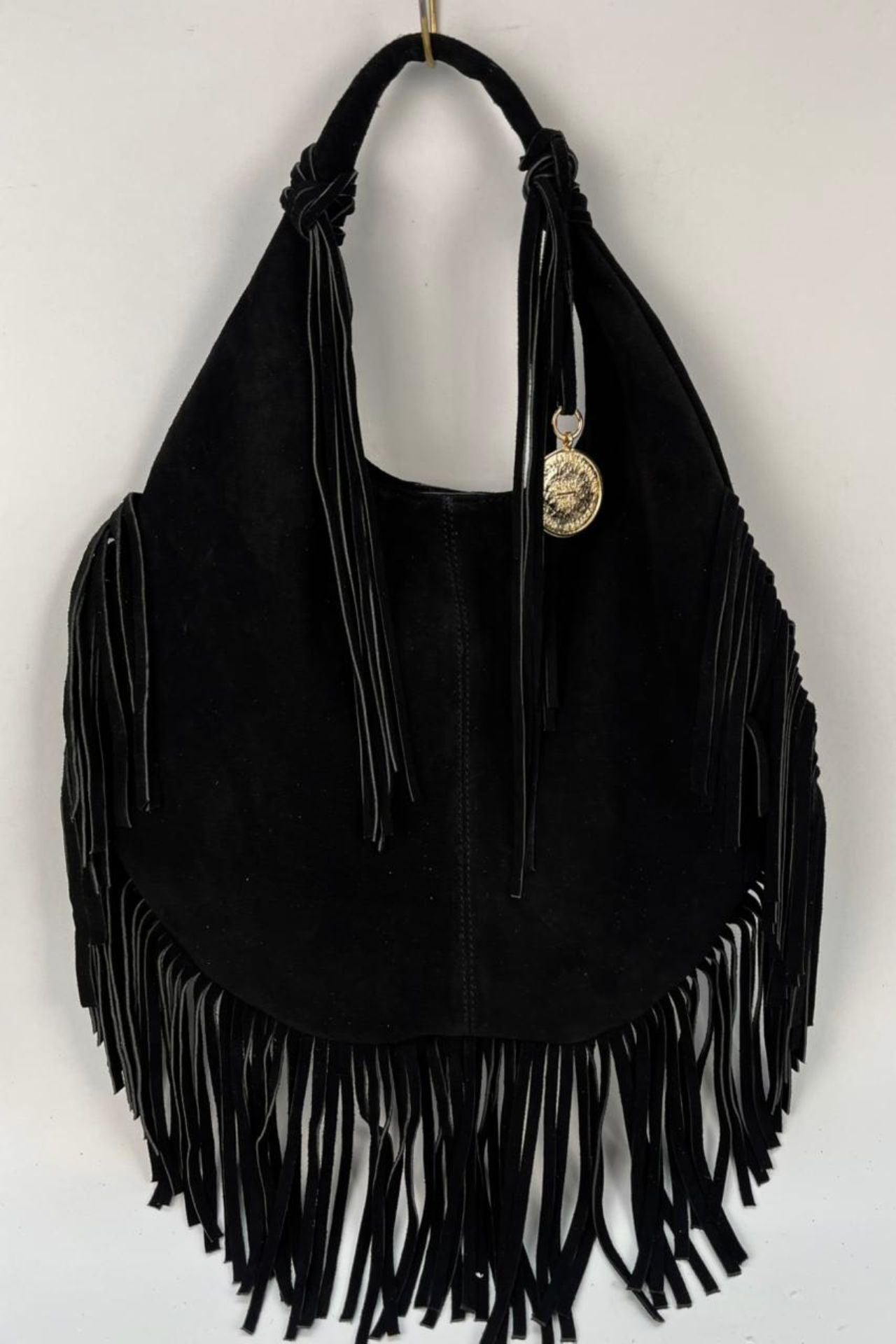 Hobo Bag Gamuza - Negro Barbas