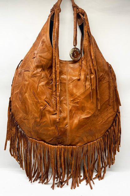 Hobo Bag Con Barbas - Camel