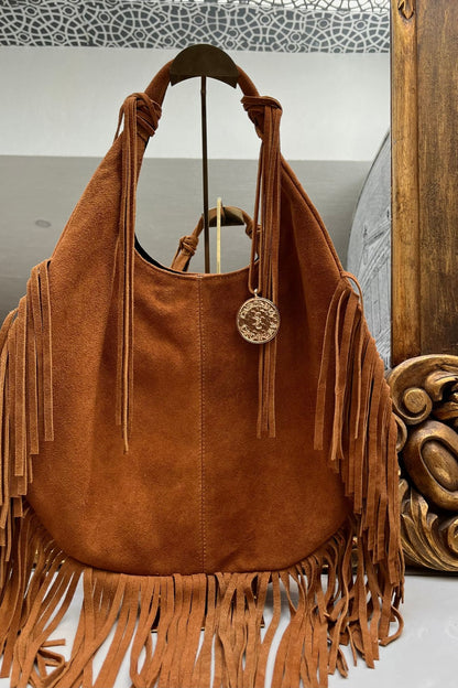 Hobo Bag Gamuza - Camel Barbas
