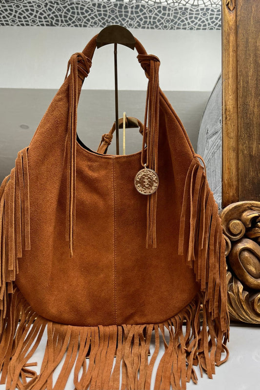 Hobo Bag Gamuza - Camel Barbas