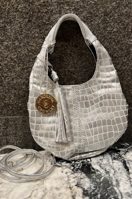 Hobo Bag Petit - Croco Plata