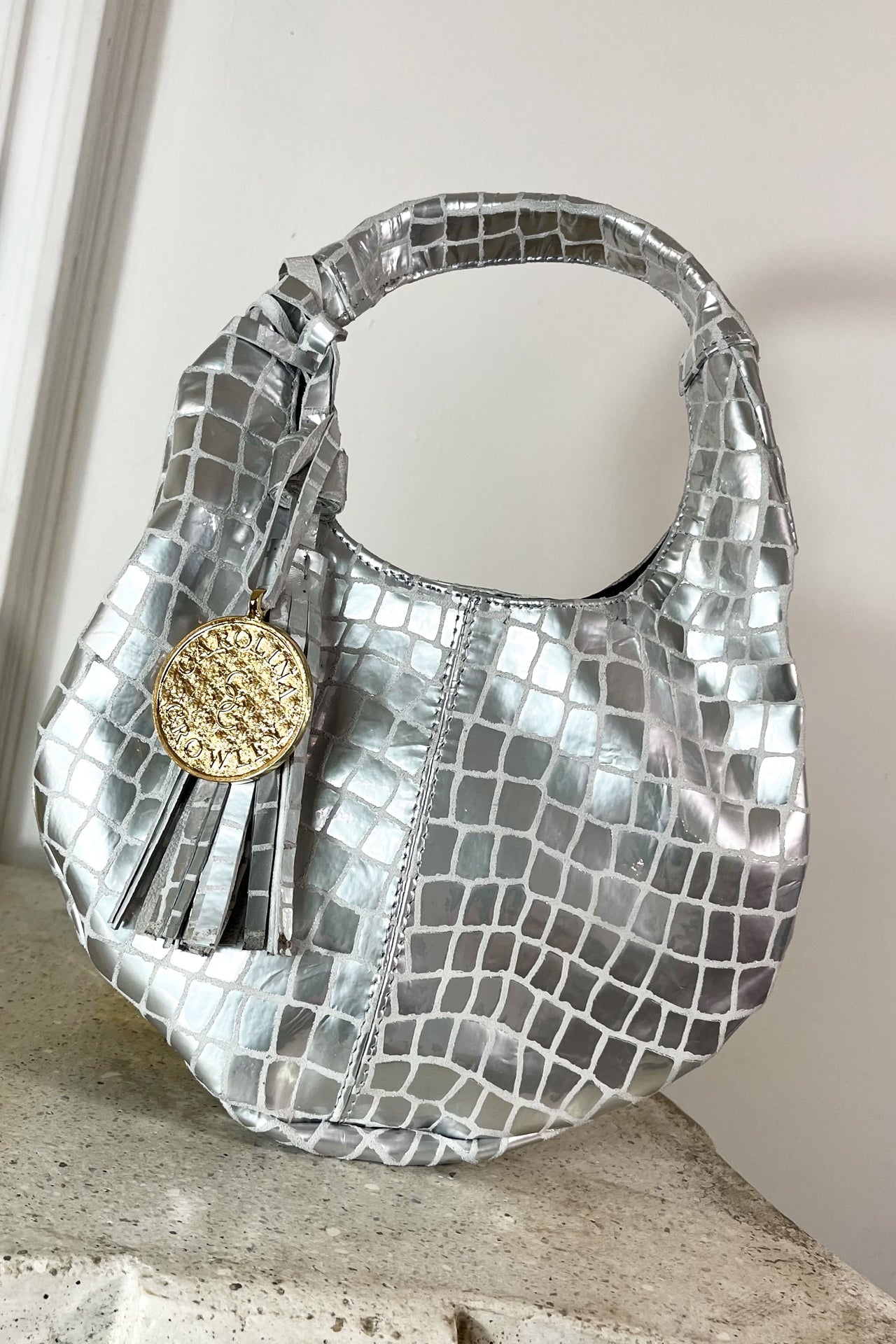 Hobo Bag Petit - Croco Plata