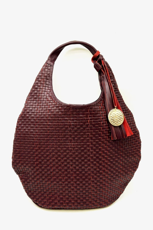 Hobo Bag Tejida - Burgundy - Carolina Crowley Collection