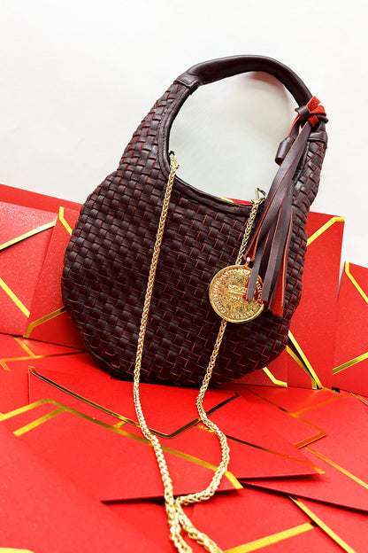 Hobo Bag Petit Tejida - Burgundy