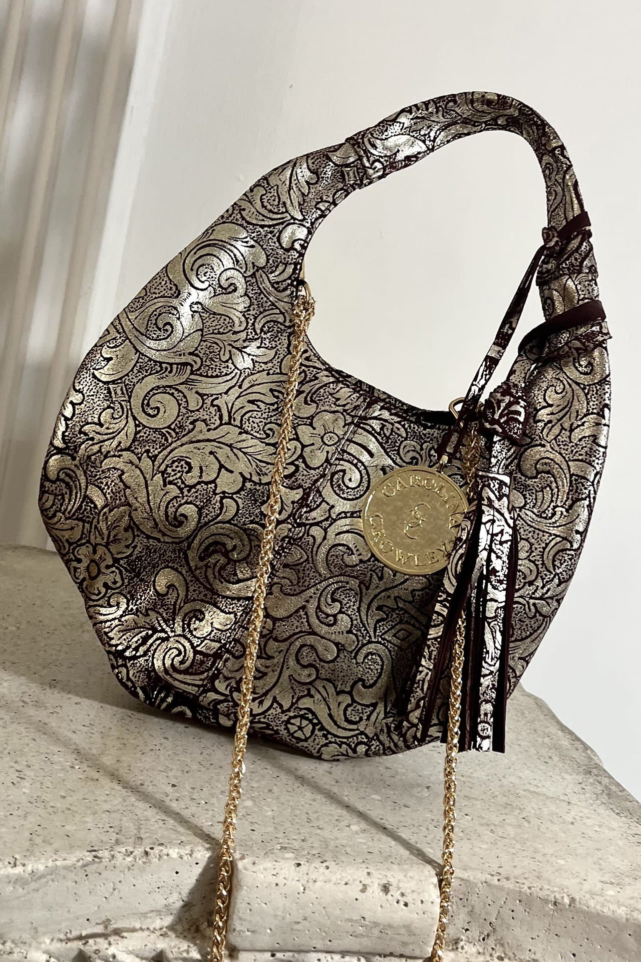 Hobo Bag Petit - Print Vino y Plata