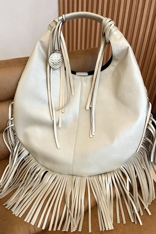 Hobo Bag Con Barbas - Perla
