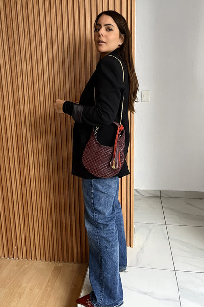 Hobo Bag Petit Tejida - Burgundy