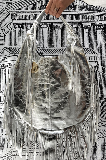 Hobo Bag Exclusiva - Plata Textura Barbas