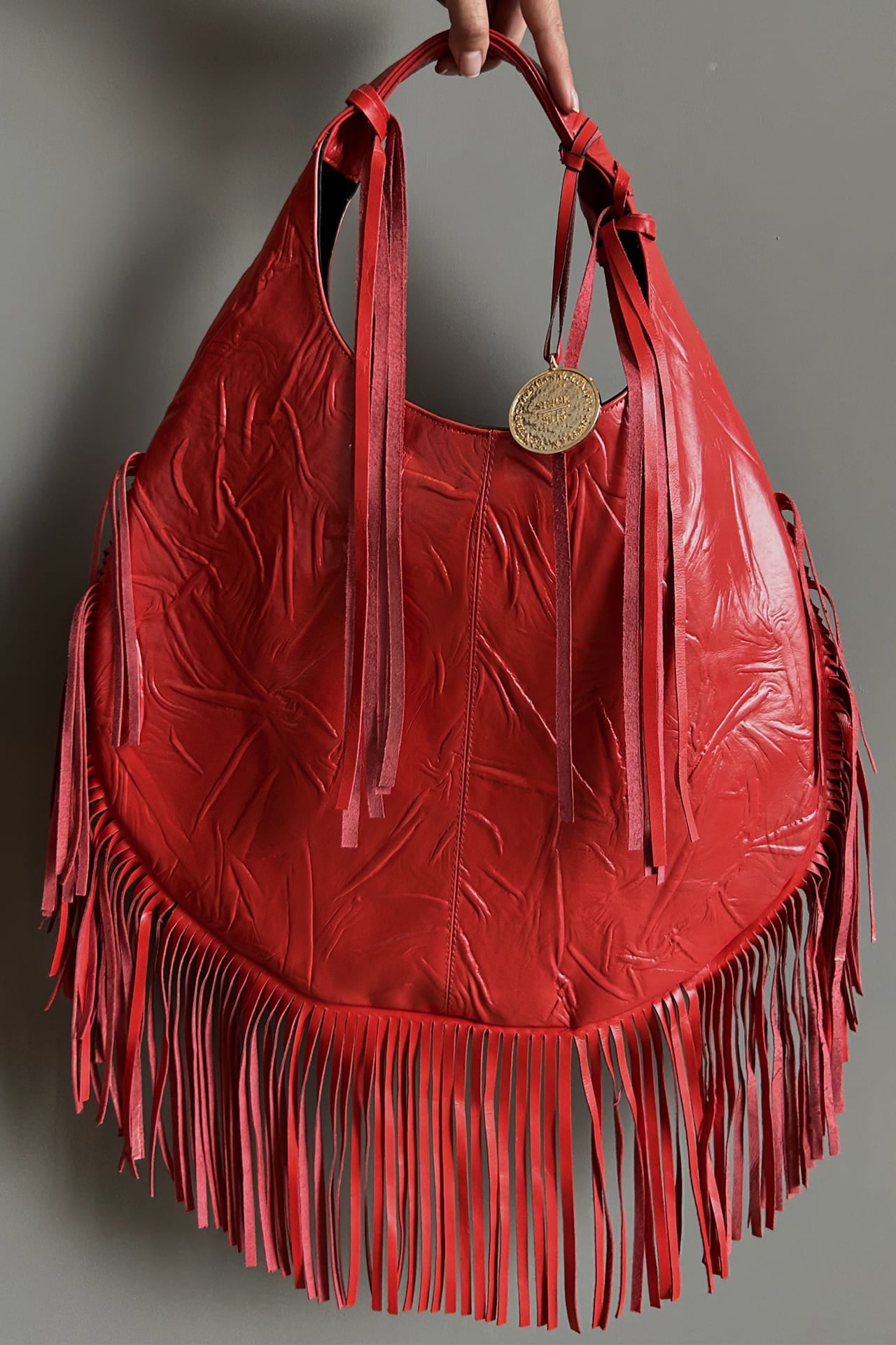 Hobo Bag Con Barbas - Rojo