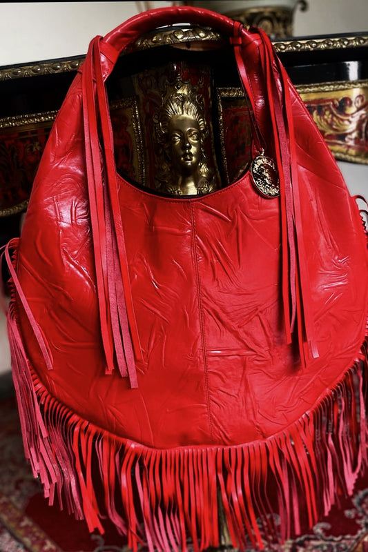 Hobo Bag Con Barbas - Rojo