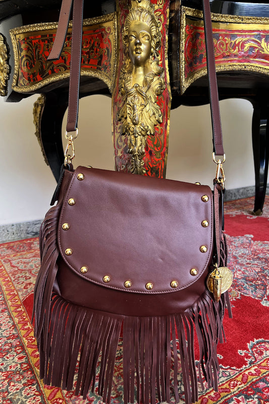 Boho Bag - Vino Oscuro Flecos